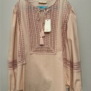 Tory Burch Women’s Marissa Blush Embroidered Blouse Size 4